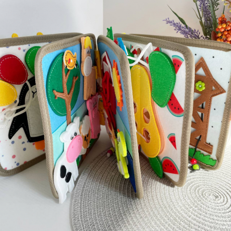 М'яка фетрова книжка-бізіборд з пальчиковими іграми, елементи на липучках, C 69029