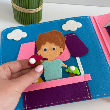 Мягкая фетровая книга-бизиборд (8 разворотов)