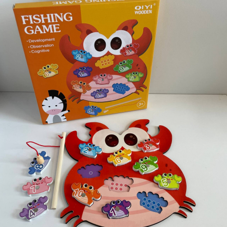 Дерев'яна рамка - вкладка з набором для сортування Магнітна риболовля Краб