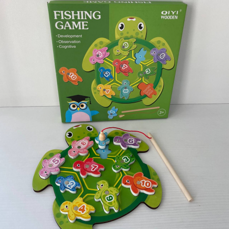 Дерев'яна рамка - вкладка з набором для сортування Магнітна риболовля Черепаха