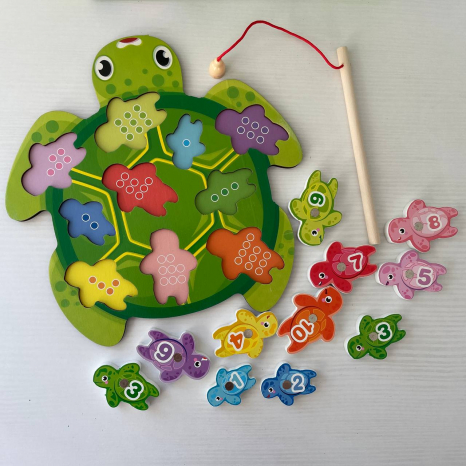 Дерев'яна рамка - вкладка з набором для сортування Магнітна риболовля Черепаха