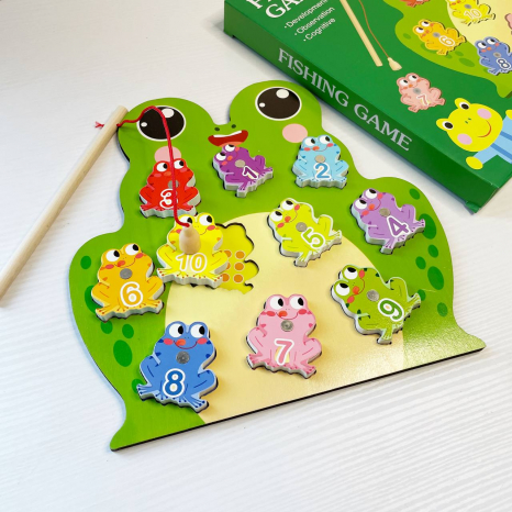 Дерев'яна рамка - вкладка з набором для сортування Магнітна риболовля Жаба