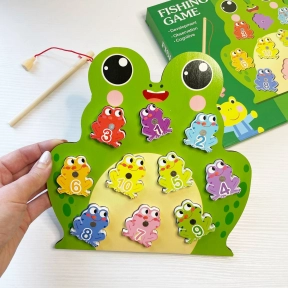 Дерев'яна рамка - вкладка з набором для сортування Магнітна риболовля Жаба