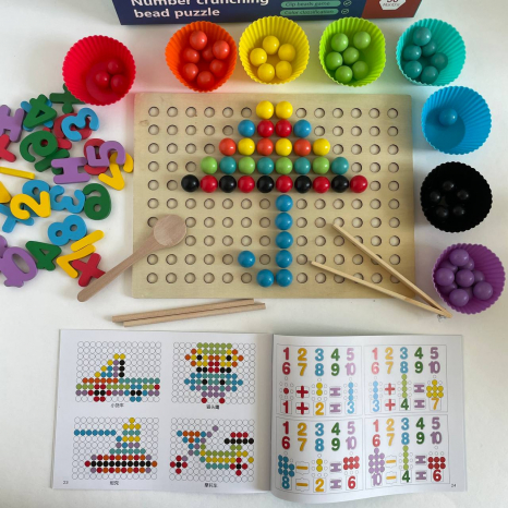 Деревянная логическая доска-сортер с шариками и цифрами, инструменты C 71003
