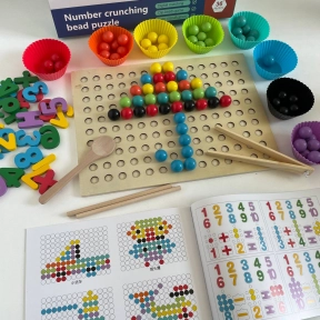 Деревянная логическая доска-сортер с шариками и цифрами, инструменты C 71003