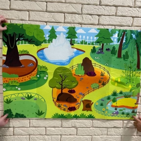 Фетровий плакат ігровий Зоопарк з липучками та гачками на стіну 101х65 см, C 73105