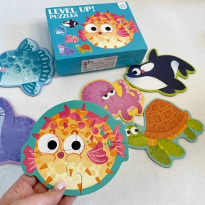 Картонні пазли 6 в 1 з крупними елементами Морські мешканці (2, 3, 4, 6 елементів) C 73223