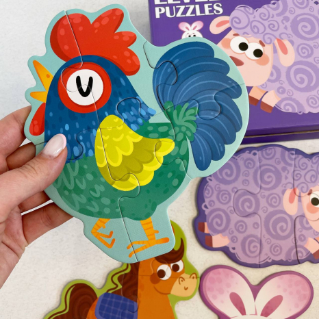 Картонные пазлы 6 в 1 с крупными элементами (2, 3, 4, 6 элементов) Ферма C 73223