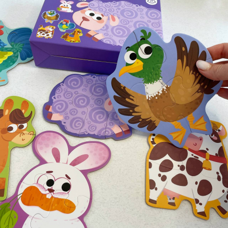 Картонные пазлы 6 в 1 с крупными элементами (2, 3, 4, 6 элементов) Ферма C 73223