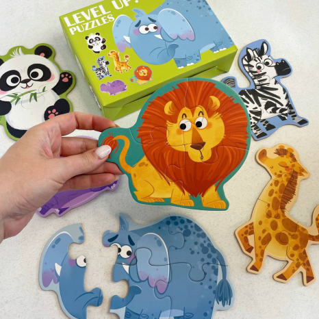 Картонные пазлы 6 в 1 с крупными элементами (2, 3, 4, 6 элементов) Дикие животные C 73223