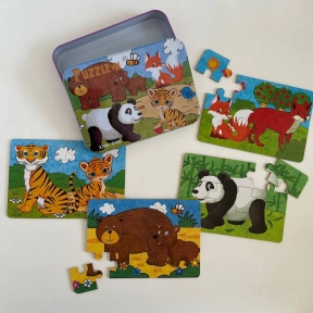 Набір картонних пазлів 4 в 1 в металевій коробці Мама+малюк (9,12,15,20 елементів) C 73264