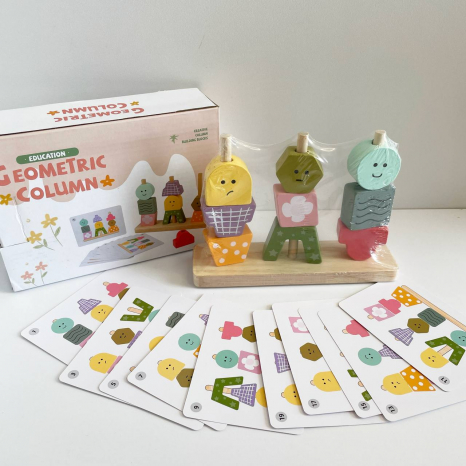 Дерев'яна логічна пірамідка з картками - завданнями  C 73328