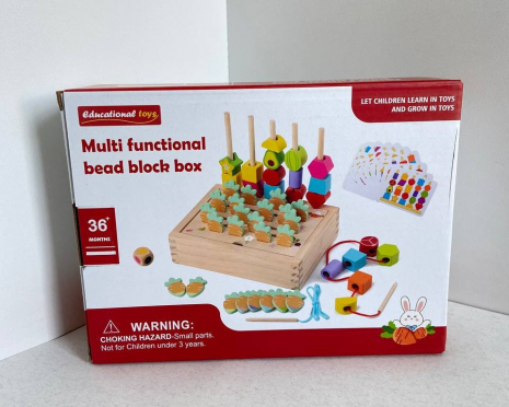 Дерев'яна розвиваюча логічна гра пірамідка - сортер з картками, шнурівкою, грою меморі моркви C 73329