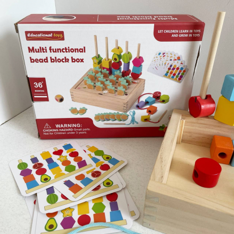 Дерев'яна розвиваюча логічна гра пірамідка - сортер з картками, шнурівкою, грою меморі моркви C 73329