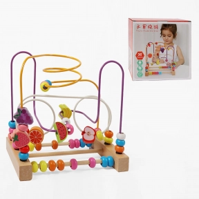 Деревянный пальчиковый лабиринт - серпантинка со счетами 3 дорожки C 74143