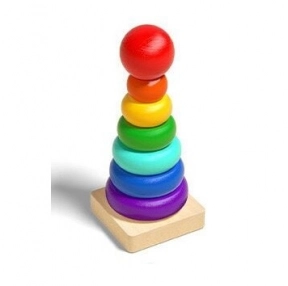 Дерев`яна кольорова пірамідка Веселка, 7 кольорів