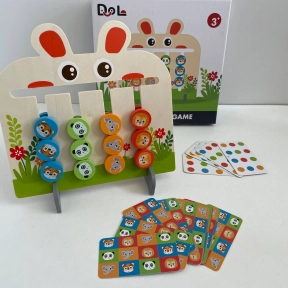 Дерев'яна проводилка лабіринт-зайчик з картками завданнями, C 74218