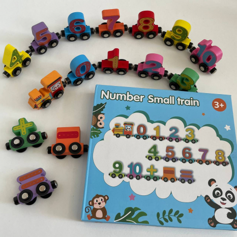 Дерев'яний магнітний потяг Цифри від 1 до 10 з знаками, C 74241