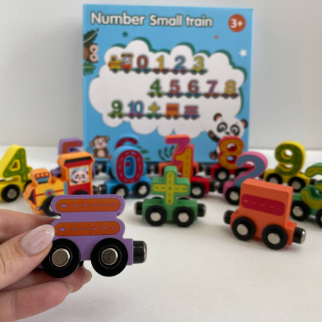 Дерев'яний магнітний потяг Цифри від 1 до 10 з знаками, C 74241