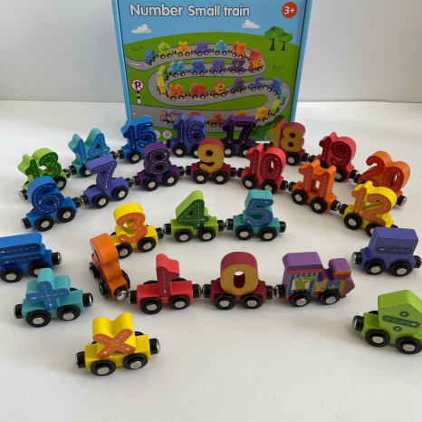 Дерев'яний магнітний потяг Цифри від 1 до 20 + знаки, C 74242