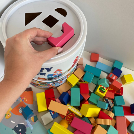 Дерев'яний конструктор-кубики Містечко у відрі, 100 деталей, C 74244