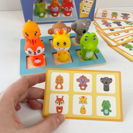 Логическая игра на пространственное мышление с резиновыми фигурками животных,картки C 75287  