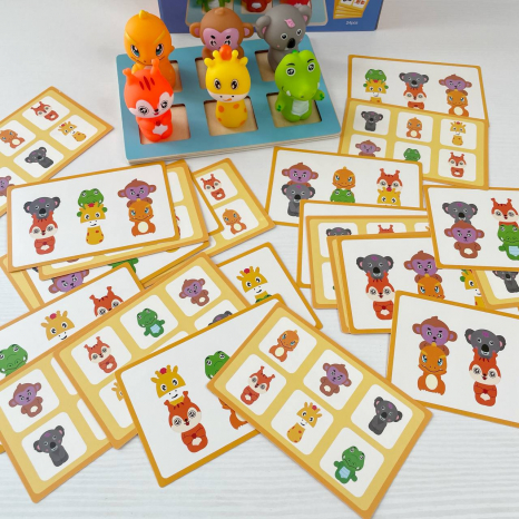 Логическая игра на пространственное мышление с резиновыми фигурками животных,картки C 75287  