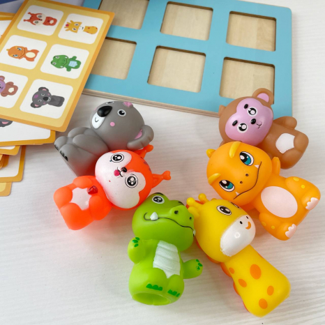 Логическая игра на пространственное мышление с резиновыми фигурками животных,картки C 75287  