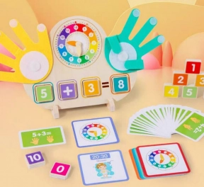 Математическая доска Пальчики считай C 75292: кубики с цифрами, часы, карточки, ладошки с липуч