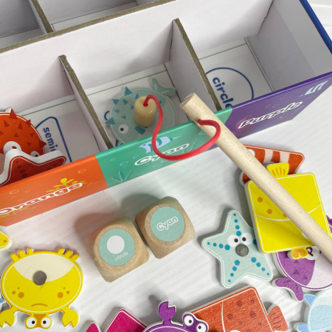 Логічна гра магнітна риболовля, сортер, палички та круги, кубики, геометричні форми англійською, C 75576