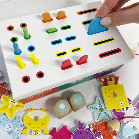 Логічна гра магнітна риболовля, сортер, палички та круги, кубики, геометричні форми англійською, C 75576