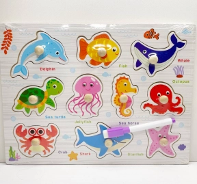 Двостороння рамка вкладка Морські мешканці з маркером Пиши-стирай, C 75588