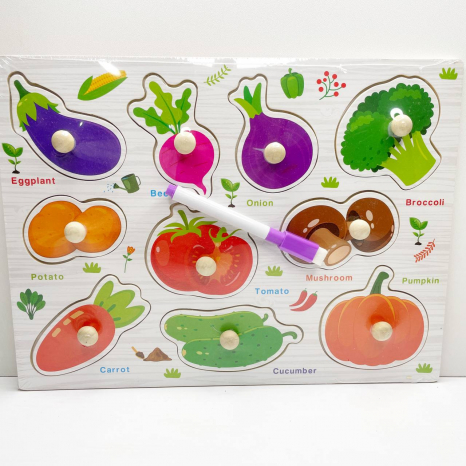 Двухсторонняя рамка вкладка Овощи с маркером Пиши-стирай, C 75588