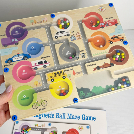 Логічна магнітна дошка (магнітний лабіринт) машинки-кольори зі стилусом C 75597