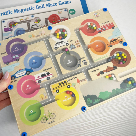 Логічна магнітна дошка (магнітний лабіринт) машинки-кольори зі стилусом C 75597