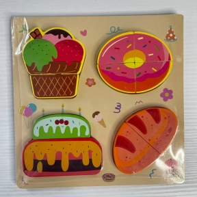 УЦІНКА!!! Дерев'яна рамка - вкладка (пазл) Солодощі із обємними фігурами