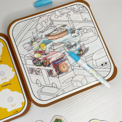 Логічна книжка C 76585  гра з липучками, водна розмальовка, фетрова, в пакеті