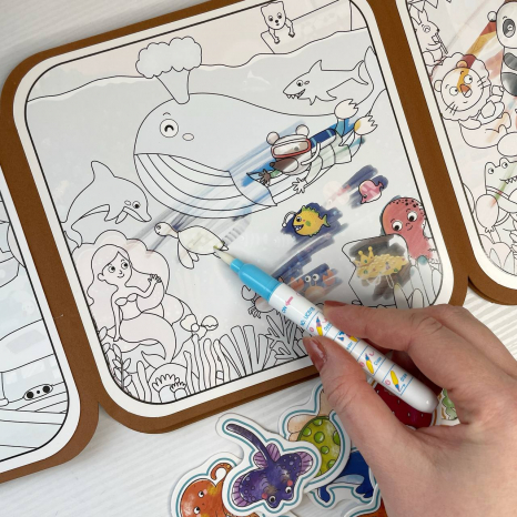 Логічна книжка C 76585  гра з липучками, водна розмальовка, фетрова, в пакеті