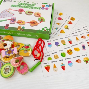 Деревянная игрушка шнуровка Продукты-Вкусняшки с карточками, C85050