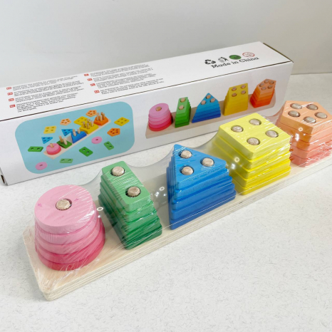 Дерев'яний сортер геометрик пірамідка відтінки  C15005