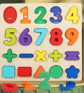 Дерев'яна рамка-вкладка Цифри з кольоровою основою C15009