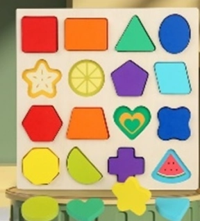 Дерев'яна рамка-вкладка Геометричні фігури з кольоровою основою C15009