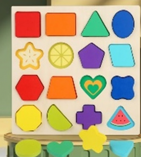 Дерев'яна рамка-вкладка Геометричні фігури з кольоровою основою C15009