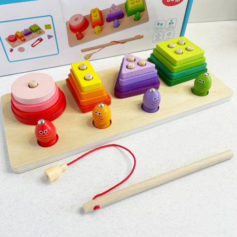 Дерев'яна іграшка - сортер Геометрик та магнітна риболовля C15019