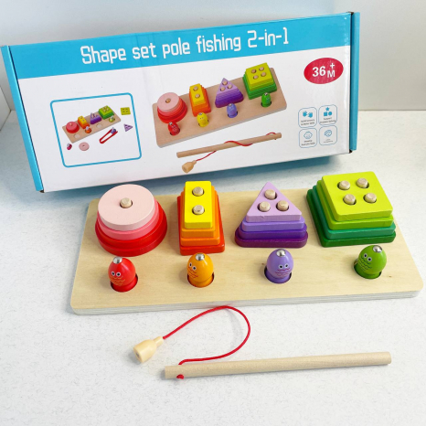 Дерев'яна іграшка - сортер Геометрик та магнітна риболовля C15019