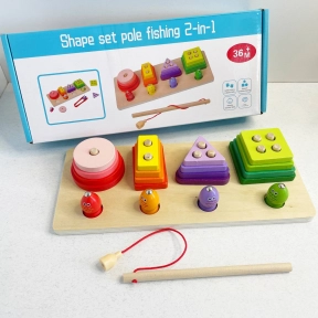 Дерев'яна іграшка - сортер Геометрик та магнітна риболовля C15019