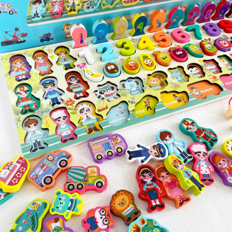 Багатофункціональна дошка сортер Монтессорі з магнітною риболовлею C15027