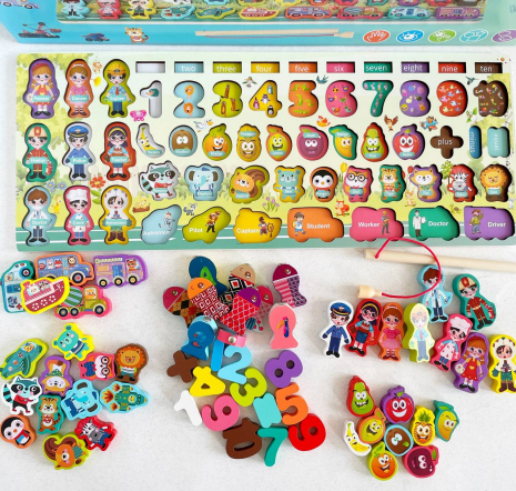 Багатофункціональна дошка сортер Монтессорі з магнітною риболовлею C15027