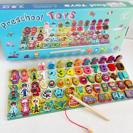 Багатофункціональна дошка сортер Монтессорі з магнітною риболовлею C15027