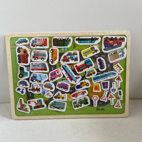 Деревянная магнитная досочка с магнитными фигурками Транспорт MD 2055-1